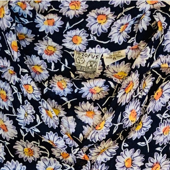 VINTAGE Sunflower Print Button Down Maxi Dress - Picture 7 of 8